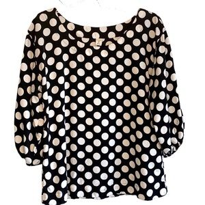 OLD NAVY Women’s Black & White Polka Dots Polyester 3/4 Blouson Sleeves Blouse